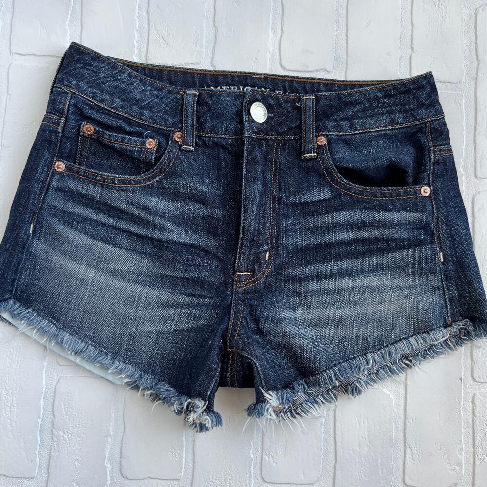 American Eagle Dark Wash High Rise Festival Cutoff Shorts -sz 2